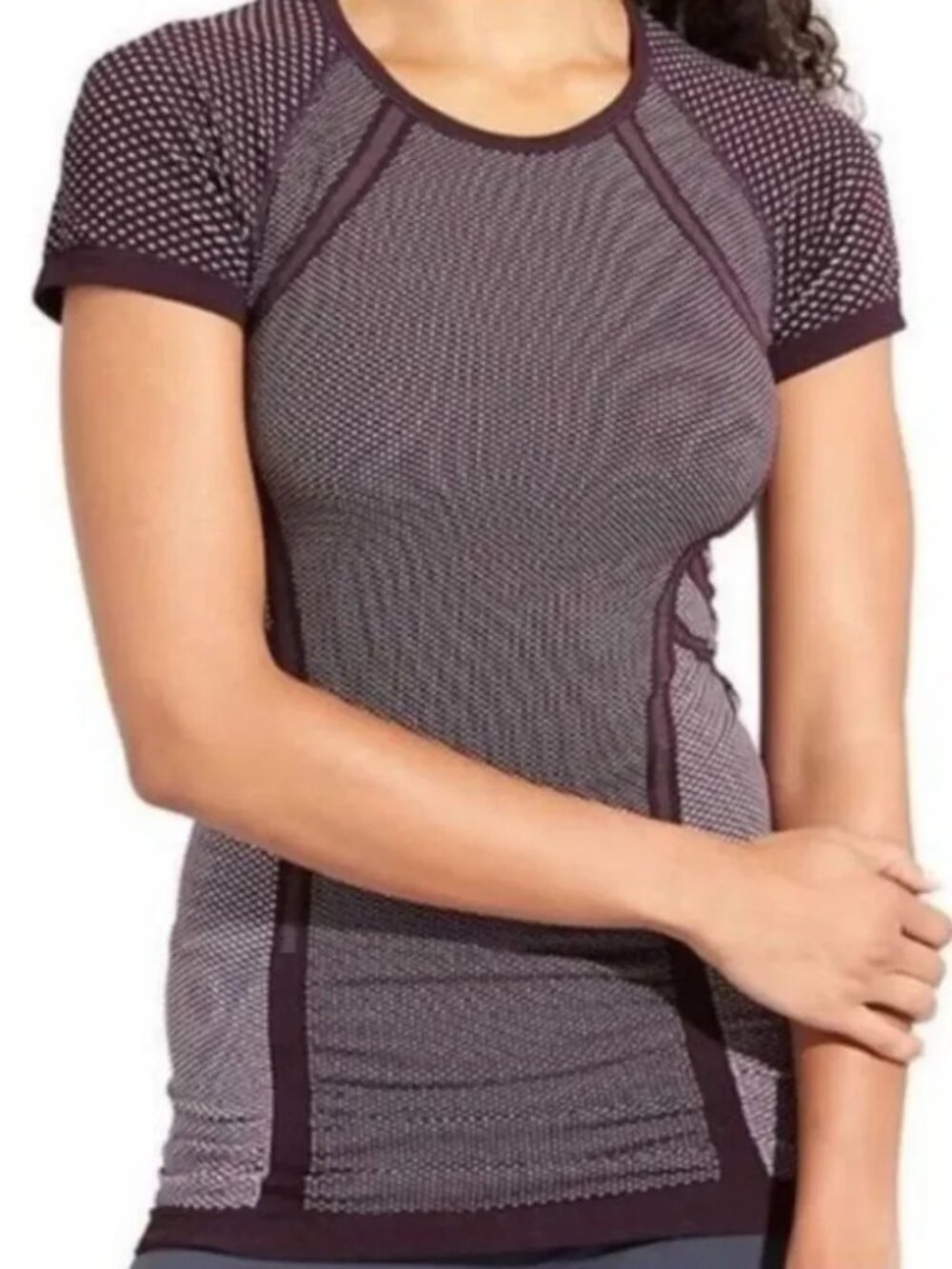 Athleta Diamond Fastest Track Short-Sleeve Performance Tee in Raisin